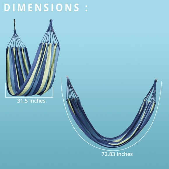 HOMESMART Indoor Outdoor Colorful Striped Canvas Camping Hammock-Blue (72.83"x31 - Picture 3 of 9